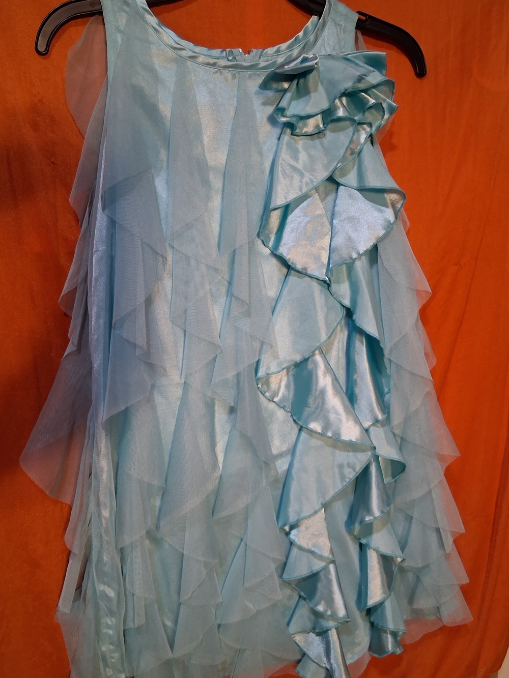 Light Blue Ruffle Tiered Girls' Dress